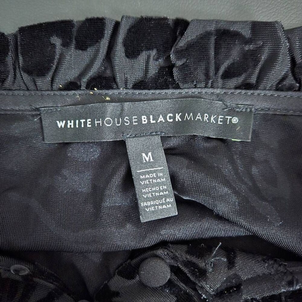 White House Black Market Velvet Burnout Tunic Top Size Medium Black Fairy Grunge - Picture 4 of 7
